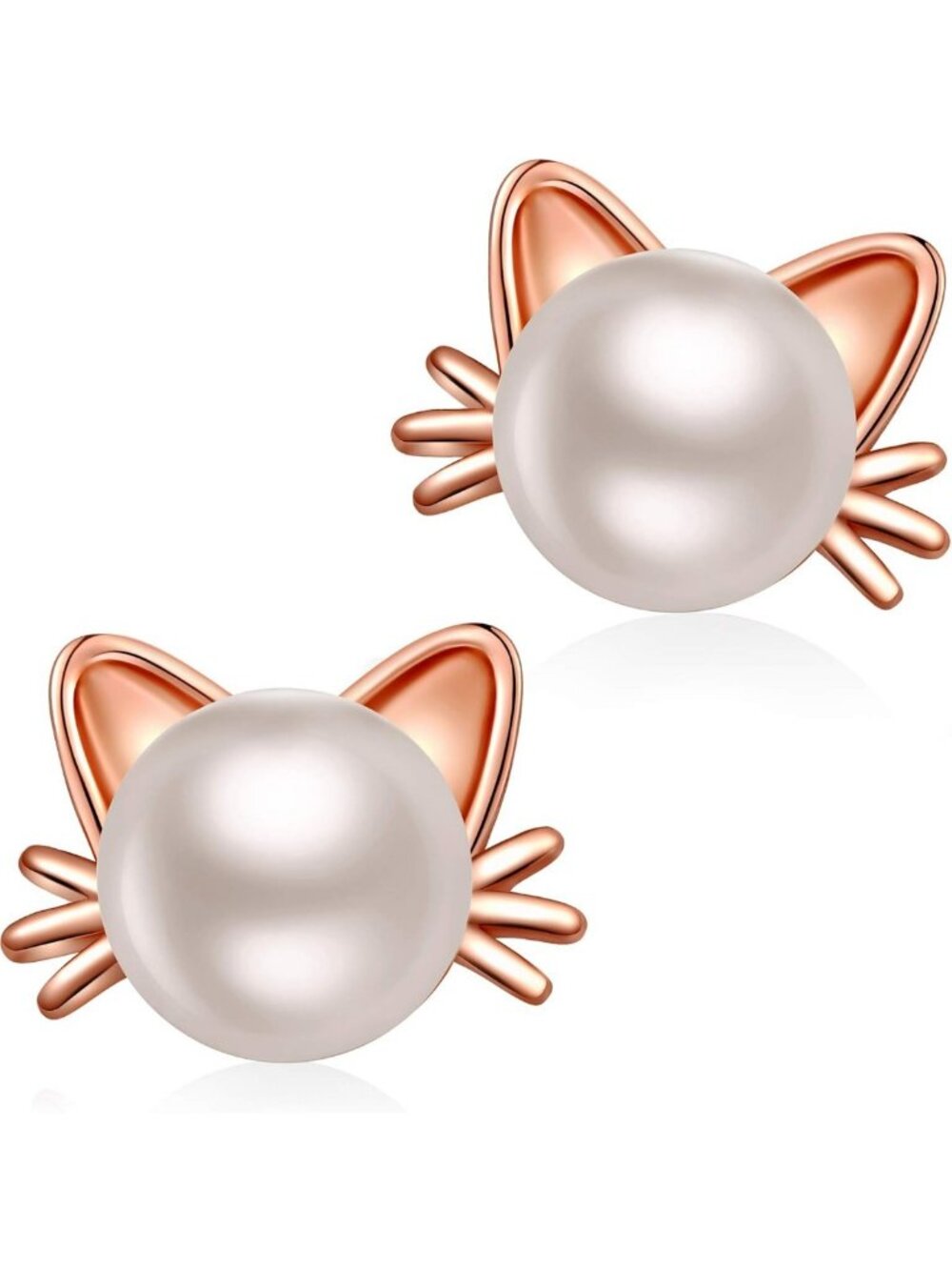 Elegant 925 Sterling Silver Cat Pearl Earrings with Freshwater Pearls 7.5-8MM